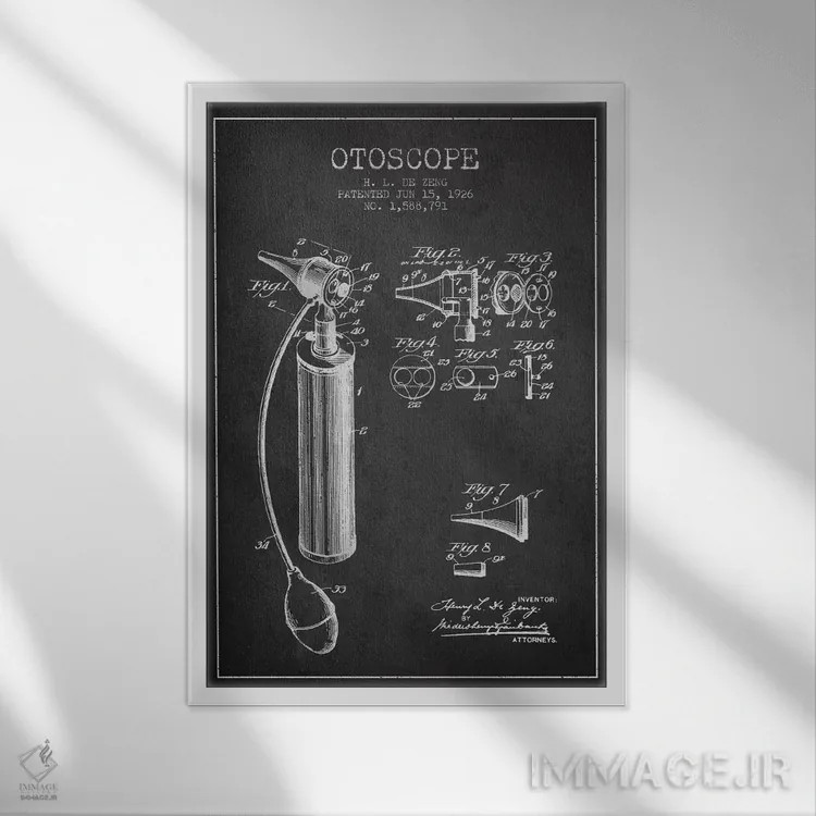 تابلو نقشهٔ ثبت اختراع اتوسکوپ (زغالی) اثر پیکسل کهنه (استودیو/نام هنری) - نمای قابدار سفید