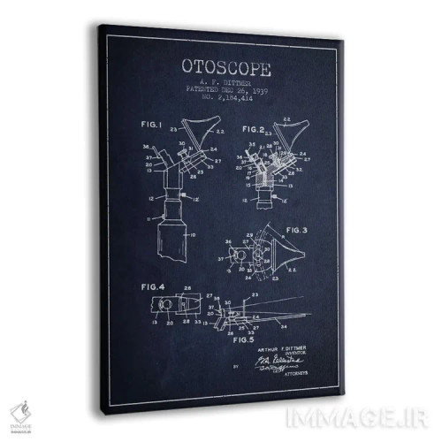 تابلو نقشهٔ ثبت اختراع اتوسکوپ ۴ (آبی نفتی) اثر پیکسل کهنه (استودیو/نام هنری) - نمای پرسپکتیو محصول