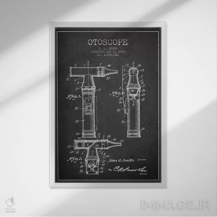تابلو نقشهٔ ثبت اختراع اتوسکوپ ۳ (زغالی) اثر پیکسل کهنه (استودیو/نام هنری) - نمای قابدار سفید