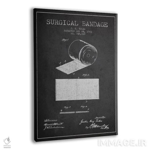 تابلو نقشهٔ ثبت اختراع بانداژ جراحی (زغالی) اثر پیکسل کهنه (استودیو/نام هنری) - نمای پرسپکتیو محصول