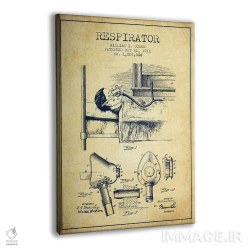 تابلو نقشهٔ ثبت اختراع دستگاه تنفس مصنوعی (قدیمی) اثر پیکسل کهنه (استودیو/نام هنری) - نمای پرسپکتیو محصول