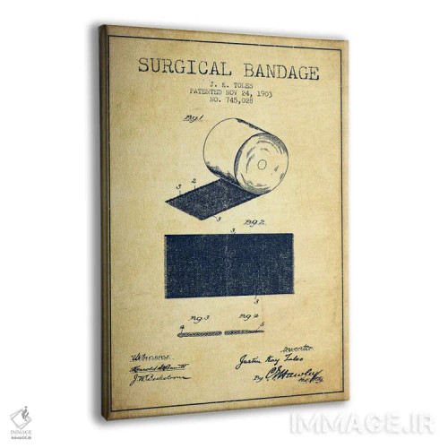 تابلو نقشهٔ ثبت اختراع بانداژ جراحی (قدیمی) اثر پیکسل کهنه (استودیو/نام هنری) - نمای پرسپکتیو محصول
