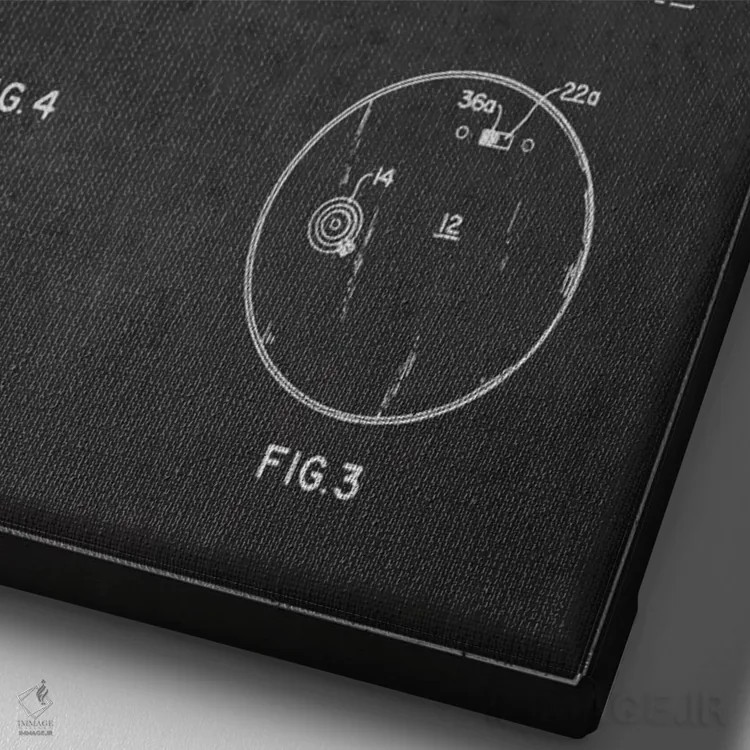 تابلو نقشهٔ ثبت اختراع دستگاه تاتو (زغالی) اثر پیکسل کهنه (استودیو/نام هنری) - نمای نزدیک بافت بوم