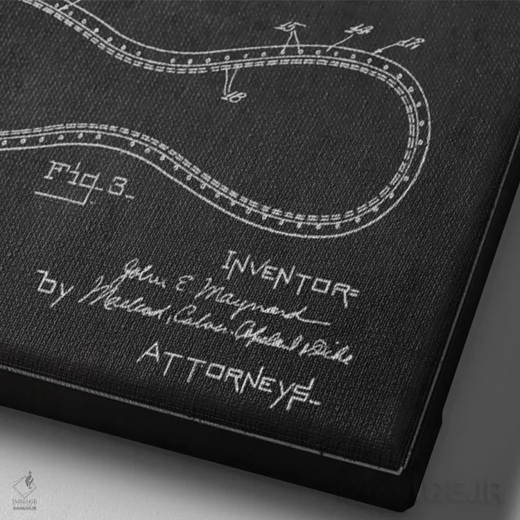 تابلو نقشهٔ ثبت اختراع توپ بیسبال (زغالی) اثر پیکسل کهنه (استودیو/نام هنری) - نمای نزدیک بافت بوم