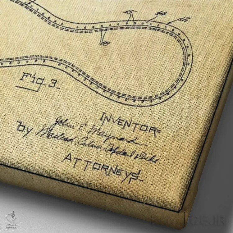 تابلو نقشهٔ ثبت اختراع توپ بیسبال (قدیمی) اثر پیکسل کهنه (استودیو/نام هنری) - نمای نزدیک بافت بوم