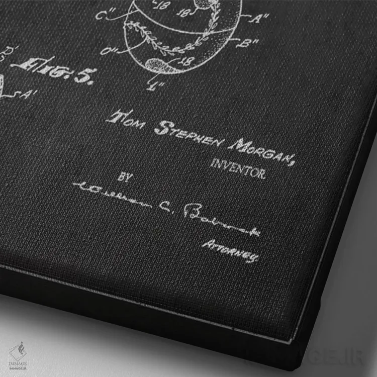 تابلو نقشهٔ ثبت اختراع ابزار بیسبال (زغالسنگی) اثر پیکسل کهنه (استودیو/نام هنری) - نمای نزدیک بافت بوم