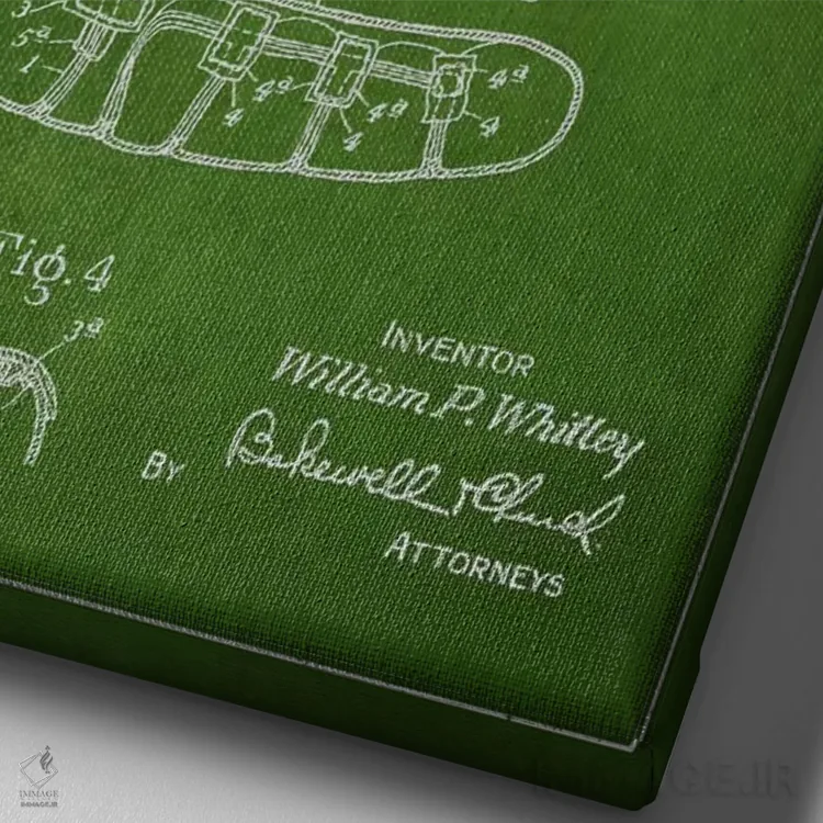 تابلو نقشهٔ ثبت اختراع دستکش بیسبال (سبز) اثر پیکسل کهنه (استودیو/نام هنری) - نمای نزدیک بافت بوم