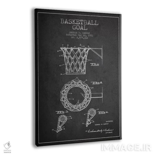 تابلو نقشهٔ ثبت اختراع حلقه بسکتبال (زغالسنگی) اثر پیکسل کهنه (استودیو/نام هنری) - نمای پرسپکتیو محصول