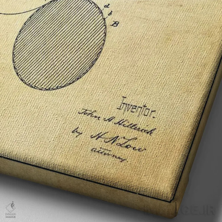 تابلو نقشهٔ ثبت اختراع چوب بیسبال قدیمی اثر پیکسل کهنه (استودیو/نام هنری) - نمای نزدیک بافت بوم