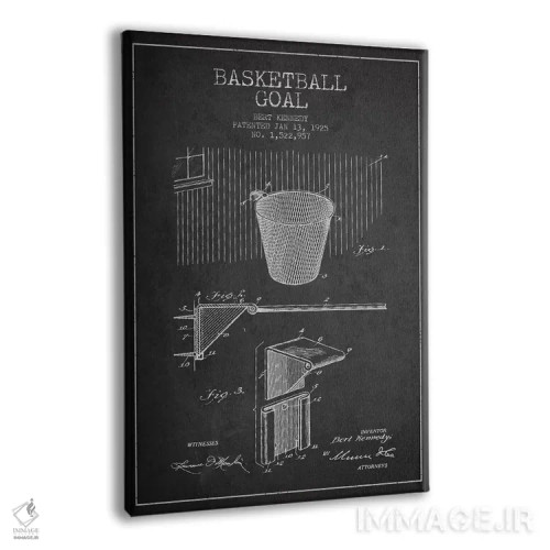 تابلو نقشهٔ ثبت اختراع حلقه بسکتبال (زغالسنگی) اثر پیکسل کهنه (استودیو/نام هنری) - نمای پرسپکتیو محصول