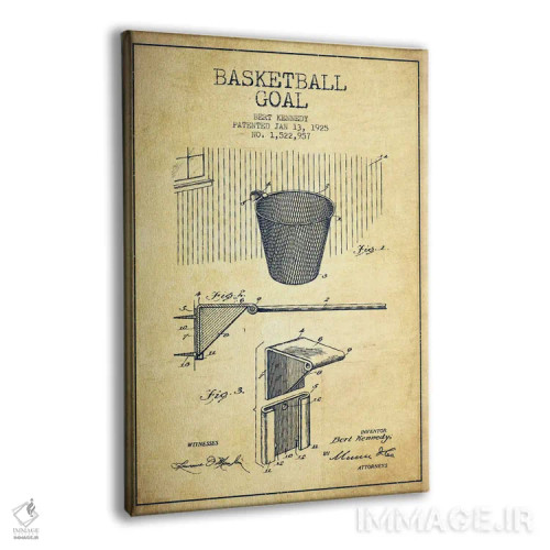 تابلو نقشهٔ ثبت اختراع حلقه بسکتبال قدیمی اثر پیکسل کهنه (استودیو/نام هنری) - نمای پرسپکتیو محصول
