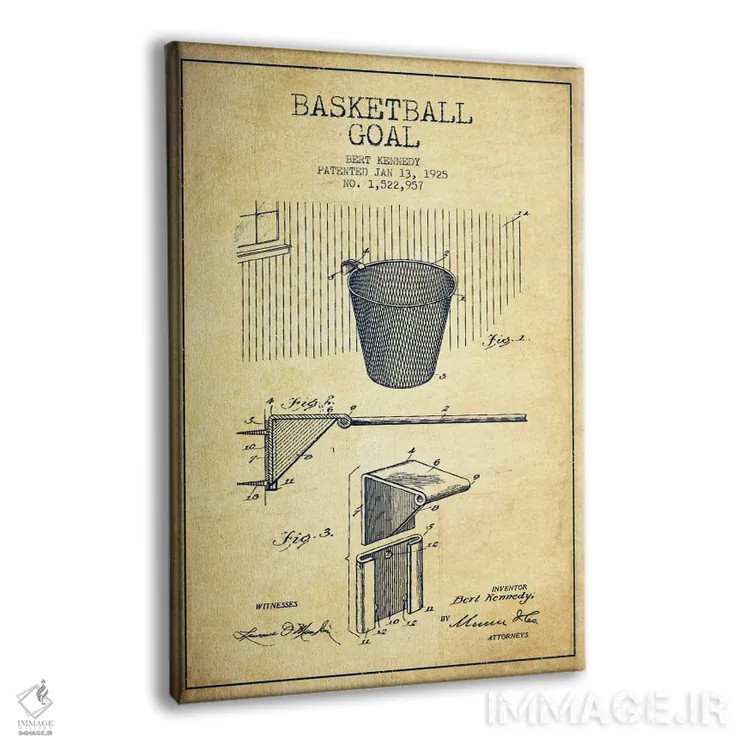 تابلو نقشهٔ ثبت اختراع حلقه بسکتبال قدیمی اثر پیکسل کهنه (استودیو/نام هنری) - نمای پرسپکتیو محصول