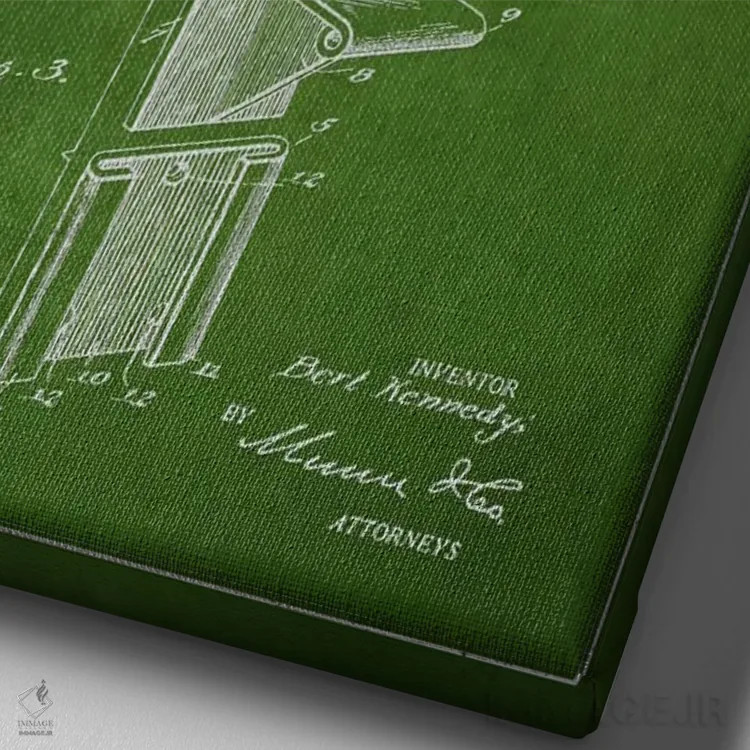 تابلو نقشهٔ ثبت اختراع حلقه بسکتبال (سبز) اثر پیکسل کهنه (استودیو/نام هنری) - نمای نزدیک بافت بوم