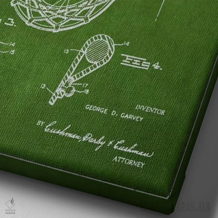 تابلو نقشهٔ ثبت اختراع حلقه بسکتبال (سبز) اثر پیکسل کهنه (استودیو/نام هنری) - نمای نزدیک بافت بوم