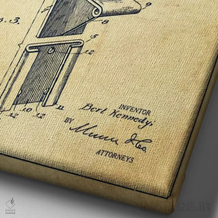 تابلو نقشهٔ ثبت اختراع حلقه بسکتبال قدیمی اثر پیکسل کهنه (استودیو/نام هنری) - نمای نزدیک بافت بوم