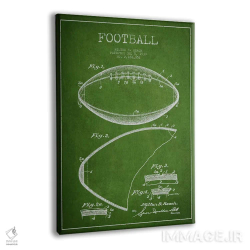تابلو نقشهٔ ثبت اختراع توپ فوتبال (سبز) اثر پیکسل کهنه (استودیو/نام هنری) - نمای پرسپکتیو محصول
