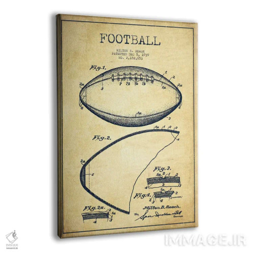 تابلو نقشهٔ ثبت اختراع توپ فوتبال قدیمی اثر پیکسل کهنه (استودیو/نام هنری) - نمای پرسپکتیو محصول