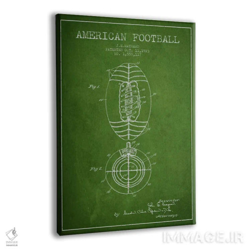 تابلو نقشهٔ ثبت اختراع توپ فوتبال (سبز) اثر پیکسل کهنه (استودیو/نام هنری) - نمای پرسپکتیو محصول