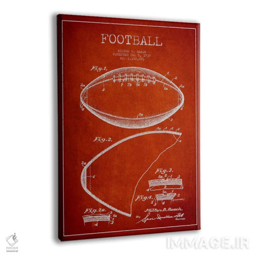 تابلو نقشهٔ ثبت اختراع توپ فوتبال (قرمز) اثر پیکسل کهنه (استودیو/نام هنری) - نمای پرسپکتیو محصول