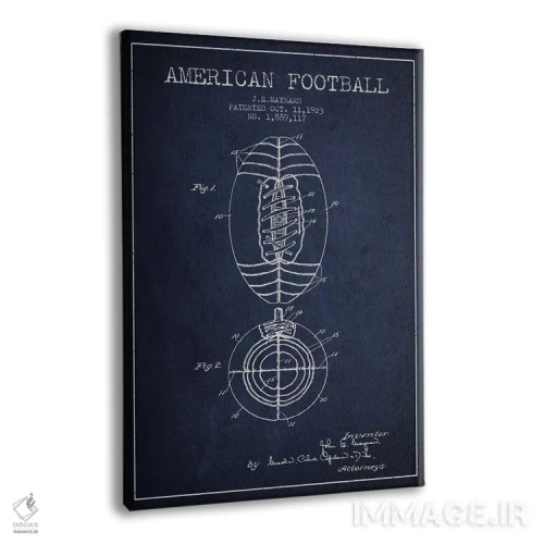 تابلو نقشهٔ ثبت اختراع توپ فوتبال (آبی سرمهای) اثر پیکسل کهنه (استودیو/نام هنری) - نمای پرسپکتیو محصول