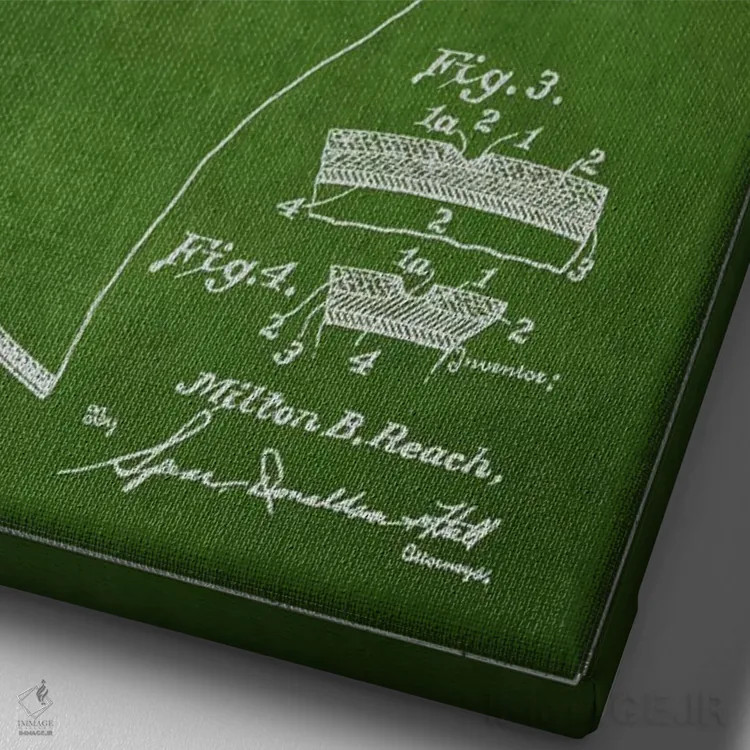 تابلو نقشهٔ ثبت اختراع توپ فوتبال (سبز) اثر پیکسل کهنه (استودیو/نام هنری) - نمای نزدیک بافت بوم