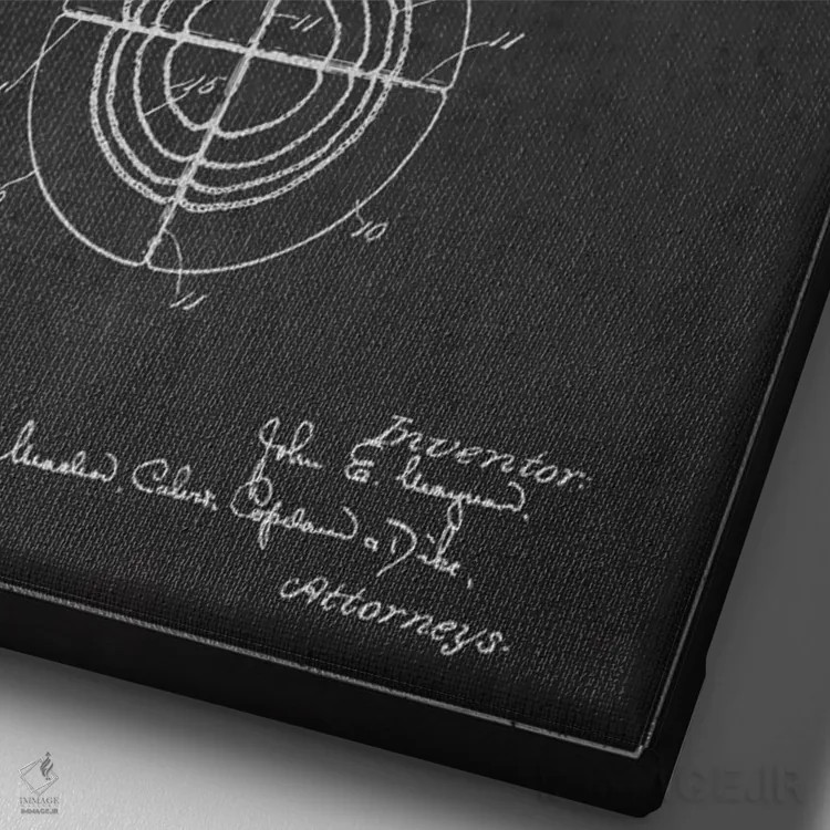 تابلو نقشهٔ ثبت اختراع توپ فوتبال (زغالسنگی) اثر پیکسل کهنه (استودیو/نام هنری) - نمای نزدیک بافت بوم