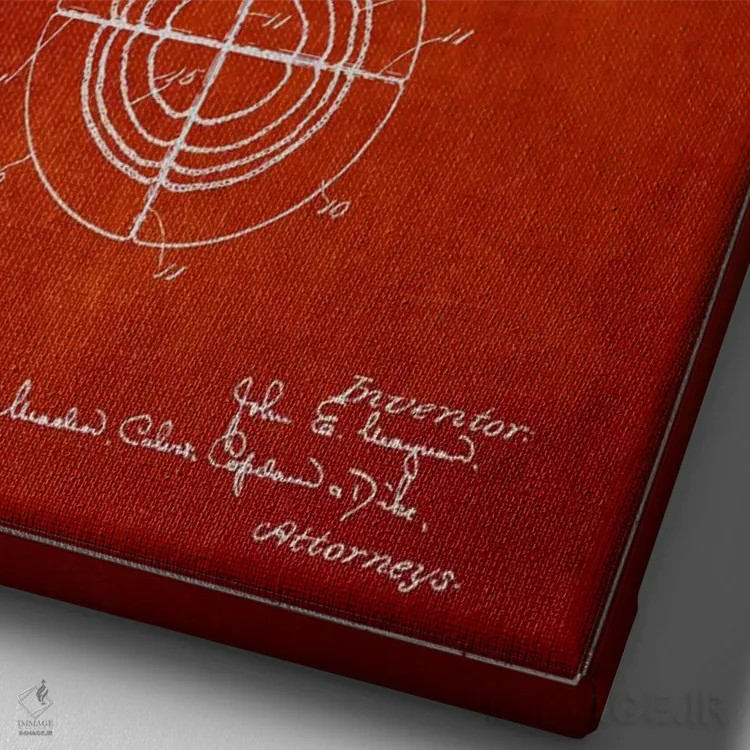 تابلو نقشهٔ ثبت اختراع توپ فوتبال (قرمز) اثر پیکسل کهنه (استودیو/نام هنری) - نمای نزدیک بافت بوم