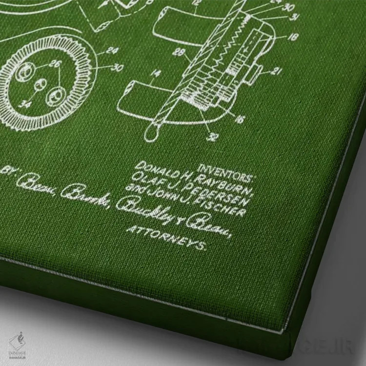 تابلو نقشهٔ ثبت اختراع کلاه ایمنی فوتبال (سبز) اثر پیکسل کهنه (استودیو/نام هنری) - نمای نزدیک بافت بوم