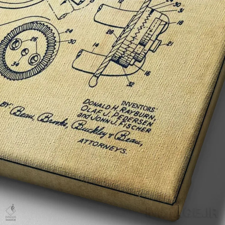 تابلو نقشهٔ ثبت اختراع کلاه ایمنی فوتبال قدیمی اثر پیکسل کهنه (استودیو/نام هنری) - نمای نزدیک بافت بوم