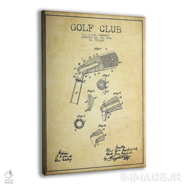 تابلو نقشهٔ ثبت اختراع چوب گلف قدیمی اثر پیکسل کهنه (استودیو/نام هنری) - نمای پرسپکتیو محصول