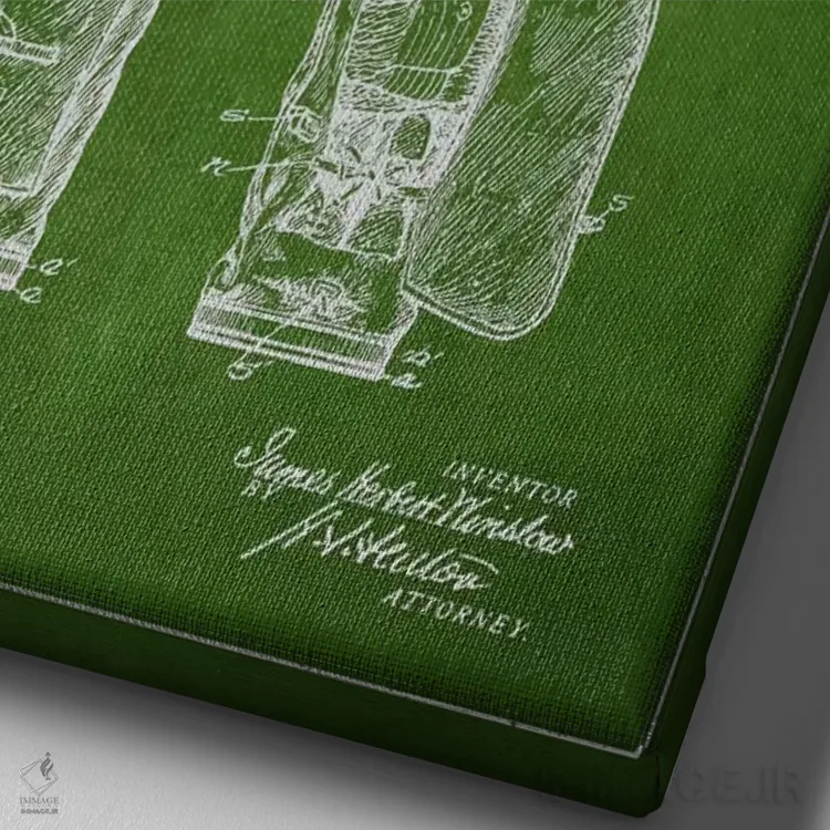 تابلو نقشهٔ ثبت اختراع کیف حمل گلف (سبز) اثر پیکسل کهنه (استودیو/نام هنری) - نمای نزدیک بافت بوم