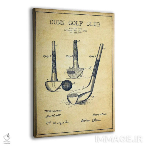 تابلو نقشهٔ ثبت اختراع چوب گلف دان قدیمی اثر پیکسل کهنه (استودیو/نام هنری) - نمای پرسپکتیو محصول