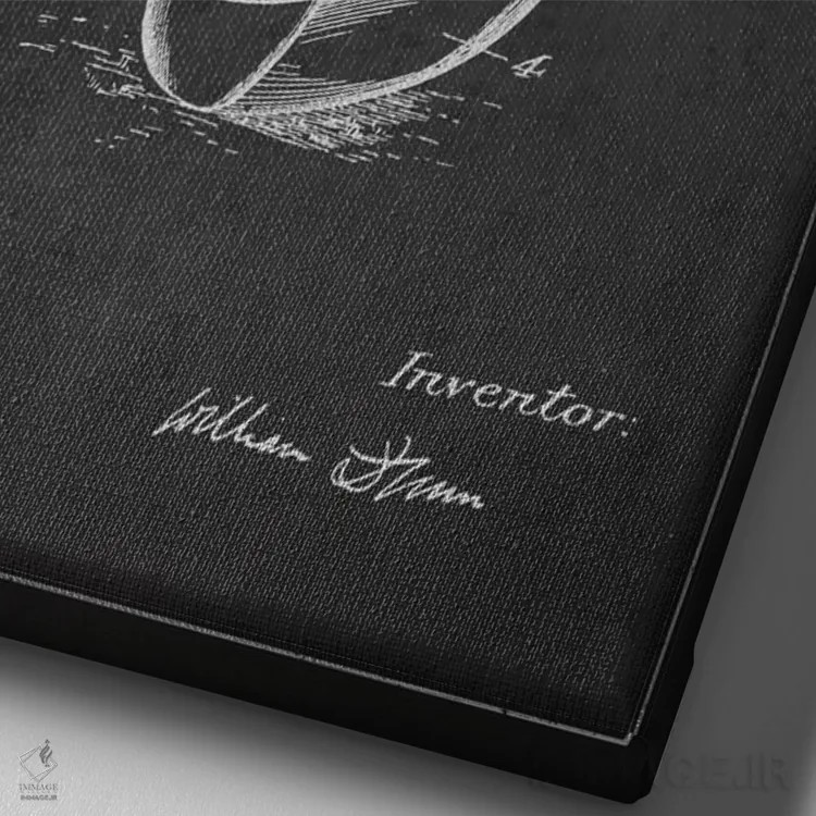 تابلو نقشهٔ ثبت اختراع چوب گلف دان (زغالسنگی) اثر پیکسل کهنه (استودیو/نام هنری) - نمای نزدیک بافت بوم