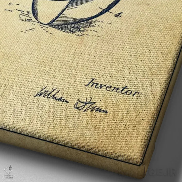 تابلو نقشهٔ ثبت اختراع چوب گلف دان قدیمی اثر پیکسل کهنه (استودیو/نام هنری) - نمای نزدیک بافت بوم