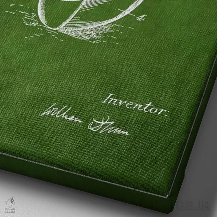 تابلو نقشهٔ ثبت اختراع چوب گلف دان (سبز) اثر پیکسل کهنه (استودیو/نام هنری) - نمای نزدیک بافت بوم