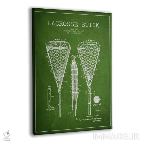 تابلو نقشهٔ ثبت اختراع چوب لاکراس (سبز) اثر پیکسل کهنه (استودیو/نام هنری) - نمای پرسپکتیو محصول