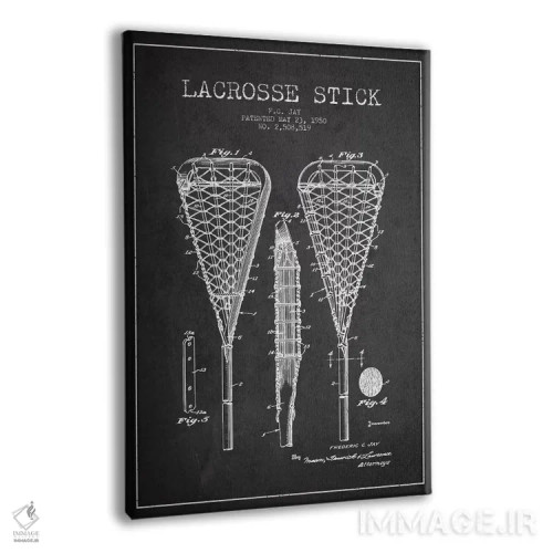 تابلو نقشهٔ ثبت اختراع چوب لاکراس (زغالسنگی) اثر پیکسل کهنه (استودیو/نام هنری) - نمای پرسپکتیو محصول