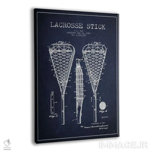 تابلو نقشهٔ ثبت اختراع چوب لاکراس (آبی سرمهای) اثر پیکسل کهنه (استودیو/نام هنری) - نمای پرسپکتیو محصول