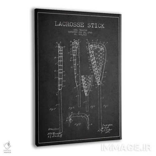 تابلو نقشهٔ ثبت اختراع چوب لاکروس (زغالی) اثر پیکسل کهنه (استودیو/نام هنری) - نمای پرسپکتیو محصول