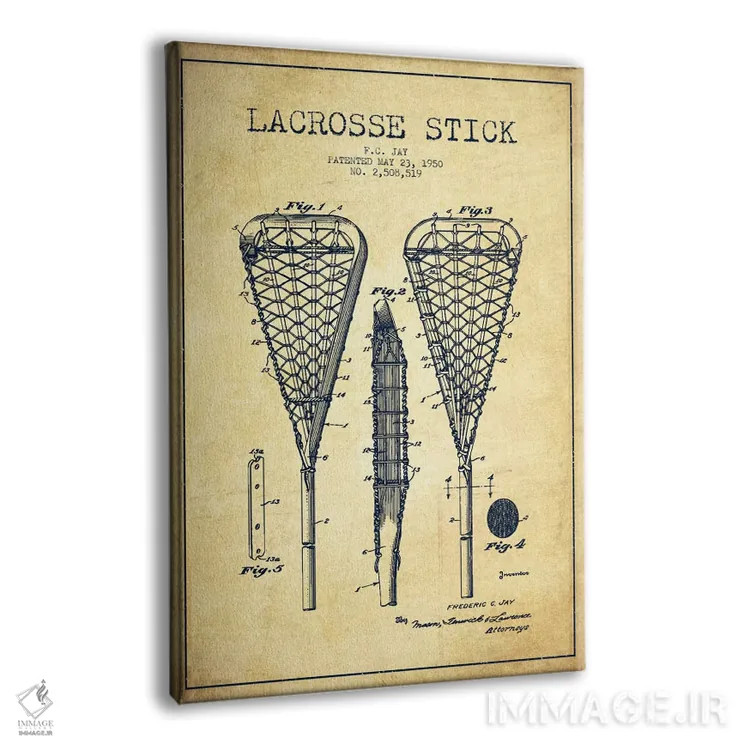 تابلو نقشهٔ ثبت اختراع قدیمی چوب لاکروس اثر پیکسل کهنه (استودیو/نام هنری) - نمای پرسپکتیو محصول