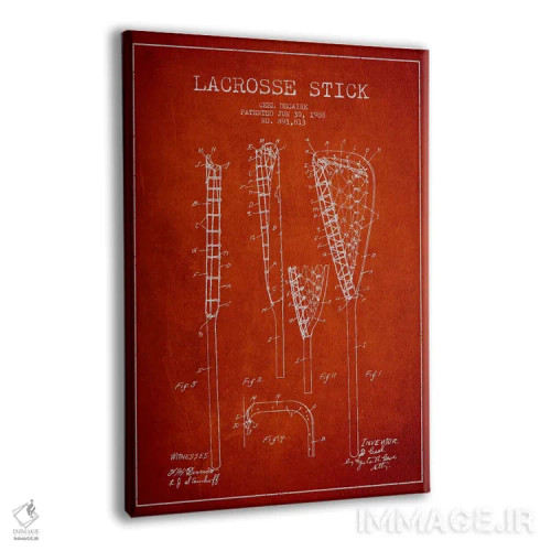 تابلو نقشهٔ ثبت اختراع چوب لاکروس (قرمز) اثر پیکسل کهنه (استودیو/نام هنری) - نمای پرسپکتیو محصول