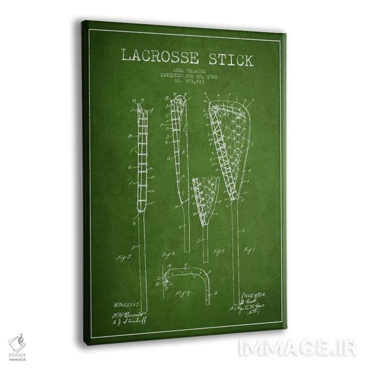 تابلو نقشهٔ ثبت اختراع چوب لاکروس (سبز) اثر پیکسل کهنه (استودیو/نام هنری) - نمای پرسپکتیو محصول