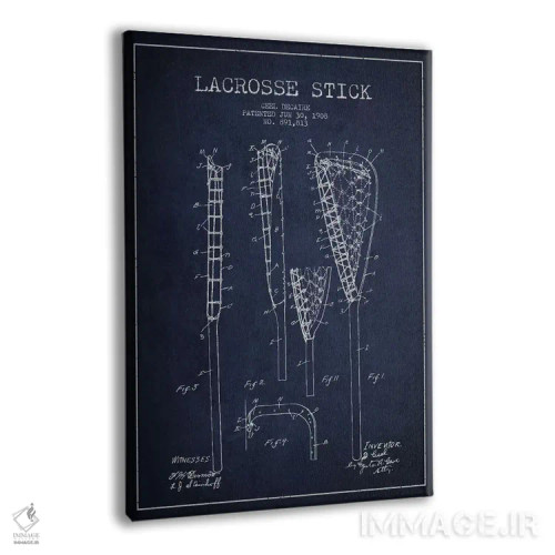 تابلو نقشهٔ ثبت اختراع چوب لاکروس (آبی نفتی) اثر پیکسل کهنه (استودیو/نام هنری) - نمای پرسپکتیو محصول