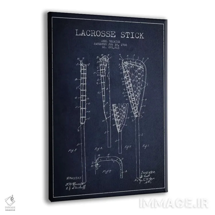 تابلو نقشهٔ ثبت اختراع چوب لاکروس (آبی نفتی) اثر پیکسل کهنه (استودیو/نام هنری) - نمای پرسپکتیو محصول