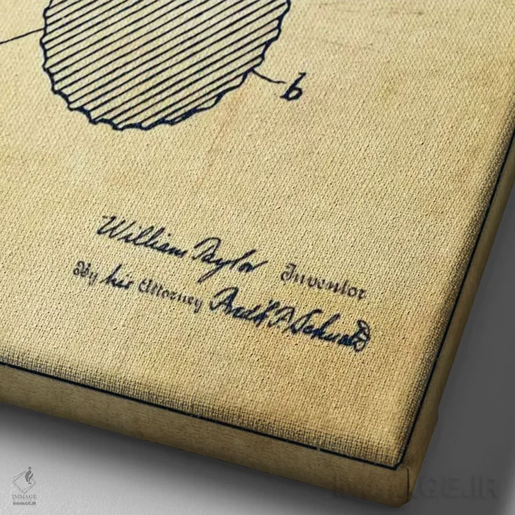 تابلو نقشهٔ ثبت اختراع توپ گلف قدیمی اثر پیکسل کهنه (استودیو/نام هنری) - نمای نزدیک بافت بوم