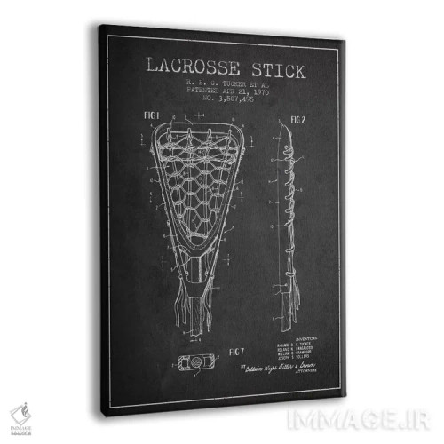 تابلو نقشهٔ ثبت اختراع چوب لاکروس (زغالی) اثر پیکسل کهنه (استودیو/نام هنری) - نمای پرسپکتیو محصول