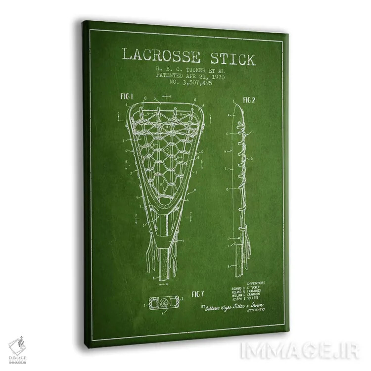 تابلو نقشهٔ ثبت اختراع چوب لاکروس (سبز) اثر پیکسل کهنه (استودیو/نام هنری) - نمای پرسپکتیو محصول