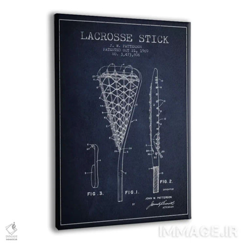 تابلو نقشهٔ ثبت اختراع چوب لاکروس (آبی نفتی) اثر پیکسل کهنه (استودیو/نام هنری) - نمای پرسپکتیو محصول