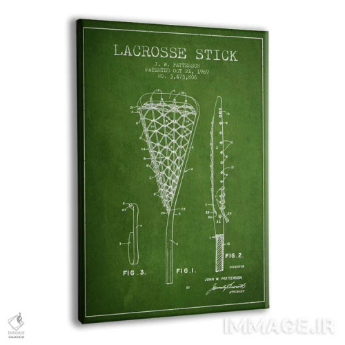 تابلو نقشهٔ ثبت اختراع چوب لاکروس (سبز) اثر پیکسل کهنه (استودیو/نام هنری) - نمای پرسپکتیو محصول