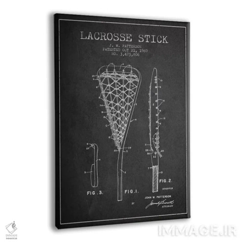 تابلو نقشهٔ ثبت اختراع چوب لاکروس (زغالی) اثر پیکسل کهنه (استودیو/نام هنری) - نمای پرسپکتیو محصول